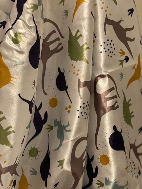 Satin Fitted Crib Sheet for Baby, Dinosaur Design, Size 52 x 28 inches, Retains Hair Moisture for Toddler Bed
