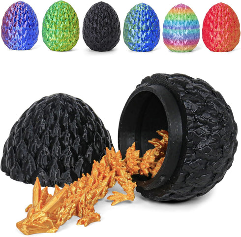 6 3D PCS Dragon Egg, Printed Dragon Eggs with Dragon Inside Surprise Mystery Easter Egg Fidget Toy, Articulated Crystal