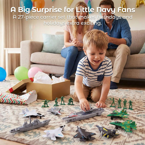 3 27PCS Set, Set otters Aircraft Carrier Toy Army Men Military Battle Group Plastic Military Toy Aircraft Carrier