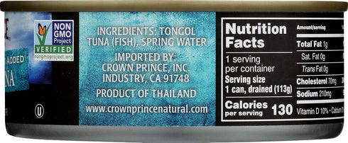 Crown Prince 5 oz Natural Tongol Tuna Chunk Light in Spring Water No Salt Added