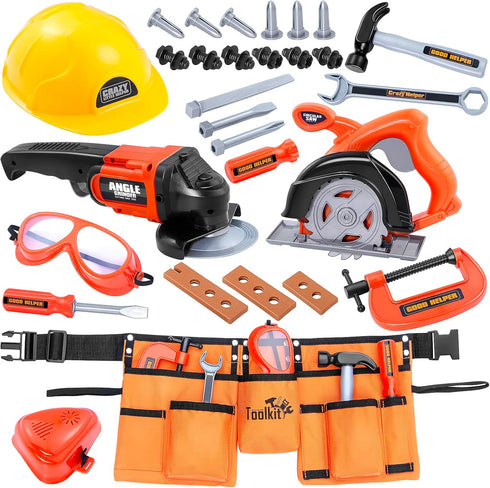 Kids Tool Set - Zealous Pretend Construction Toy with Tool Belt, Toddler Tool Set for Ages 3-7