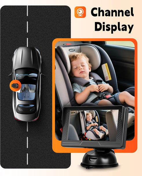 Rimoody 4.3'' 360 Baby Car Camera for Backseat, HD Display Baby Car Mirror with Night Vision Feature, Wide View Angle