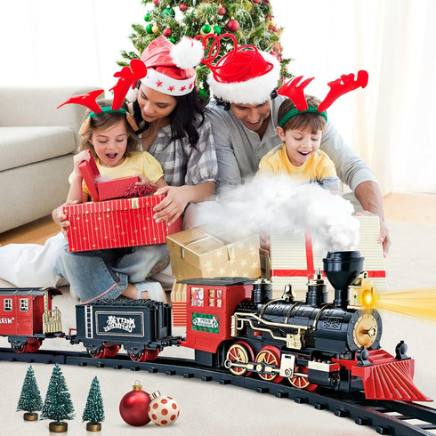 Set, Set 3 4 5 6 7 8+ Shemira Christmas Train Train Toys for Boys Girls,Toy Train with Light Smoke and Sound, Steam