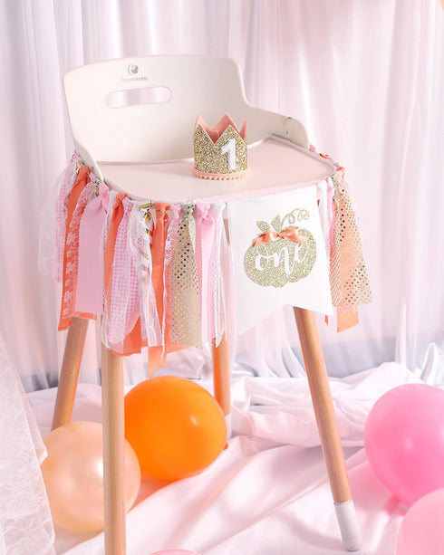 1st Pumpkin Banner for Birthday - Highchair Banner for First Birthday Theme Decoration, Cake Smash Photo Prop, Pumpkin