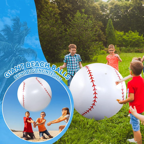 Meooeck 2 Pcs Giant Inflatable Beach Balls 40 Inch Large Baseball PVC Blow Up Float Toys for Summer Pool Party Games