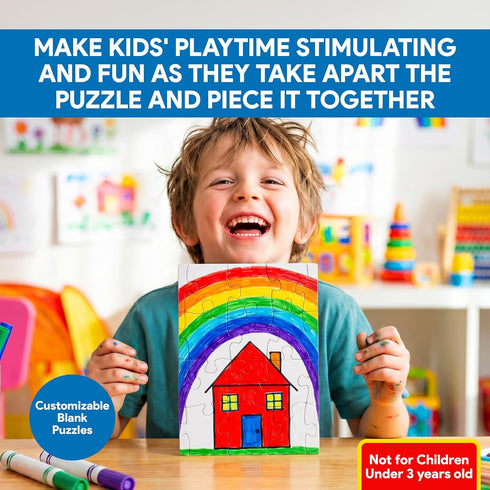 8 Pack Set 28pcs 5.5x8in Decorably Blank Puzzles for Kids with Matte Finish, Each to Draw On for Boys & Girls