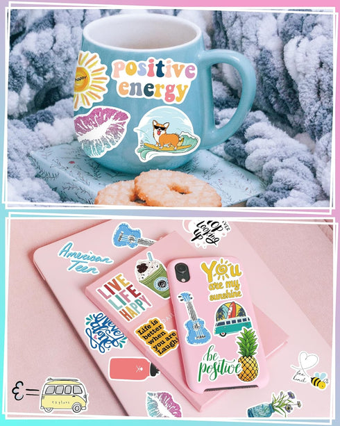 Bekayshad Stickers for Water Bottles, 100 Pack Cute Vsco Vinyl Aesthetic Waterproof Stickers for Teens