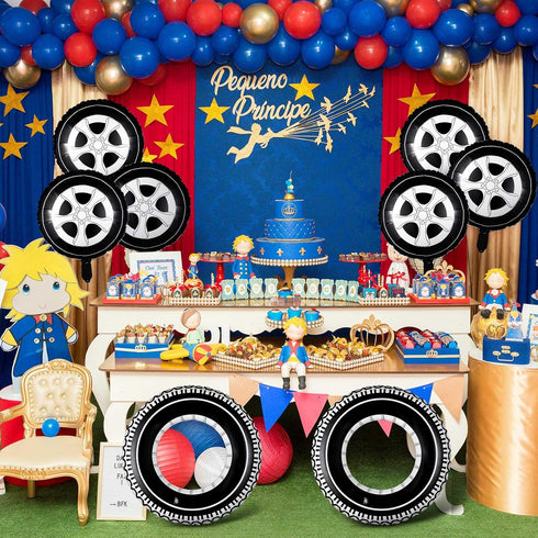 14 Pcs Car Decorations - Racing Cars Birthday Party Supplies with Inflatable Tire Floats and Balloons