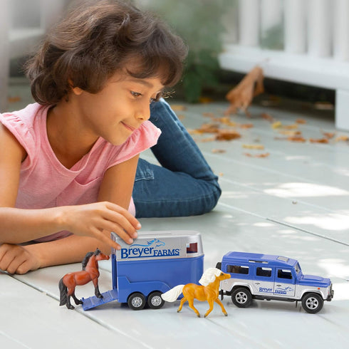 Playset 3.25 10.5 2.5 2 1:32 #59216, Breyer Horses Farms Land Rover and Tag-a-Long Trailer and | Die Cast | H x L x D |