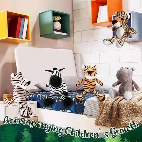 HyDren 10 Pcs Safari Stuffed Animals Plush Jungle Toys for Girls Boys, Elephant, Giraffe, Lion, Tiger, Monkey, and More