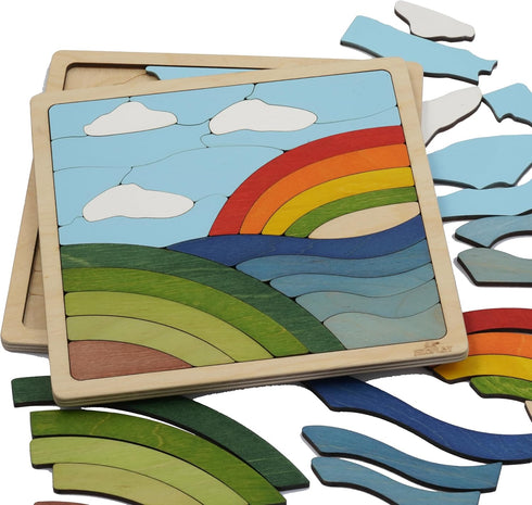 RAINBOW Puzzle for Kids, 25 Pieces Wooden Jigsaw Puzzle, Learning Toy for Boys Girls Ages 3 and Above