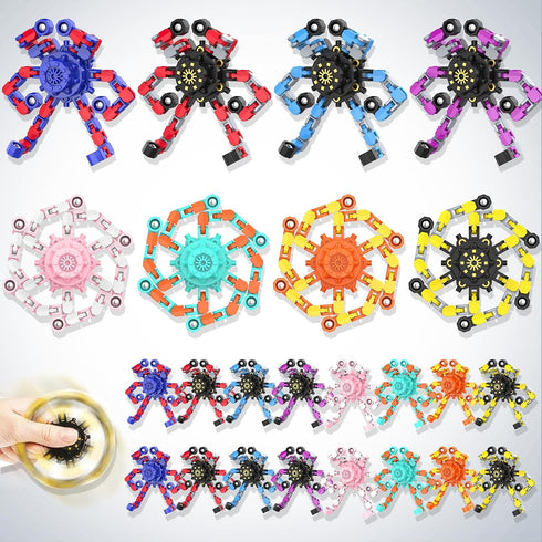 Irvotbes Transformable Fidget Spinners,Funny Stress Relief Sensory Fidget Toys,Deformable Chain DIY Robot Fingertip