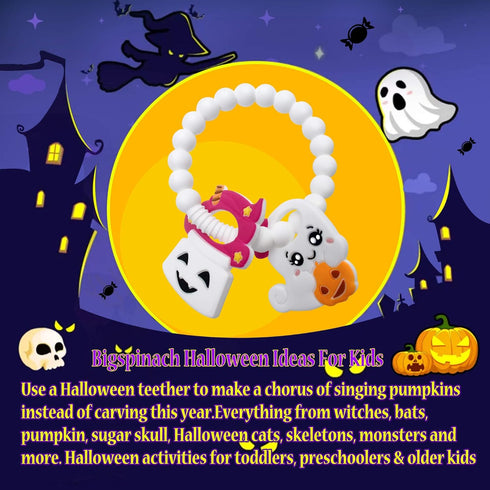 Cute Ghouls Ring Teether and Ghost Teether for Halloween Activities, Toddlers & Kids