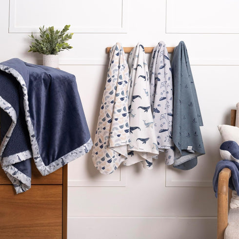 100% 30x30 Inches (Pack 4), Gerber Unisex Baby Cotton Flannel Receiving Blankets of Coastal Calm, One Size