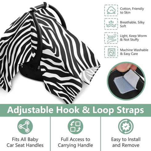 Mazeann Zebra Print White Black Car Seat Cover Baby Breathable Soft Infant Carseat Covers Canopies Babies Carrier