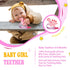 1 Soft Dinosaur Teether for Babies and 1 Baby Pacifier Clip, Silicone Chew Toys for Baby Girl Boy, Valentines Day Gifts
