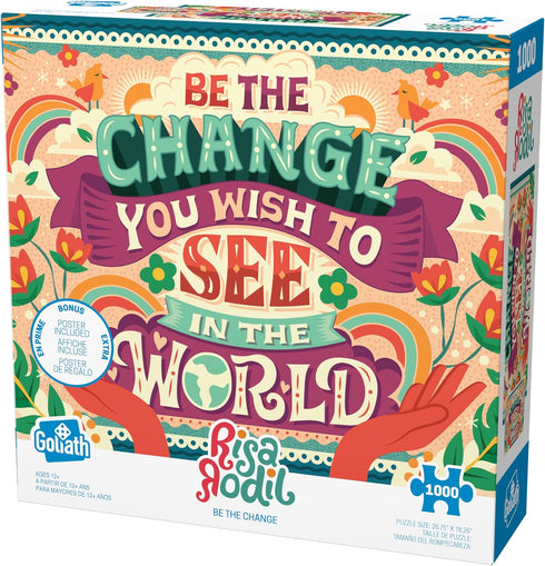 Goliath Risa Rodil 1000-Piece Puzzle - Be The Change in The World with Poster, Completed Size 26.75 x 18.26 Inches