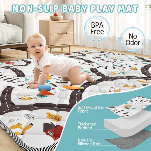 71x59in Palopalo Baby Play Mat for Floor, Extra Large Playmat for Playpen, Soft and Non-Slip Baby Crawling Blanket