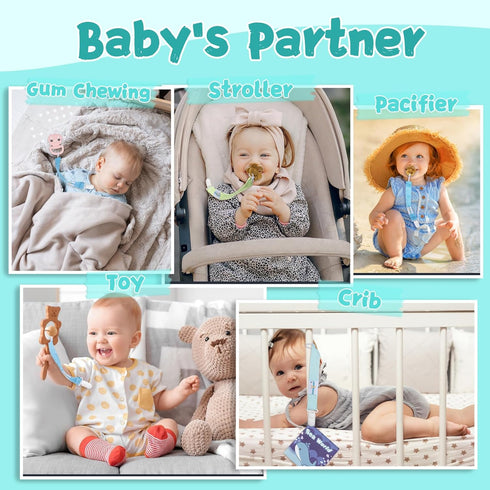 Babygoal Pacifier Clips, 6 Pack Holder for Boys and Girls, Fits Most Pacifier Styles & Baby Toys, Baby Gift 6MP09