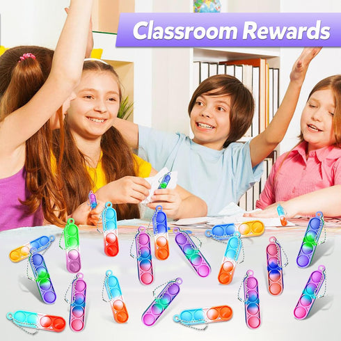 amicbng 260 Pack PCS Pop Keychain Bulk Party Favors,Fidget Toys for Kids Bulk Mini Pop Keychain Sensory Toys Stocking