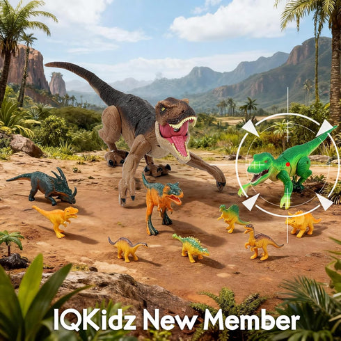 3-5, 4 6 7 8 9 10-12 IQKidz RC Dinosaur Toy for Kids Realistic Walking Tyrannosaurus Dino Robot for Boy and Girl, Small