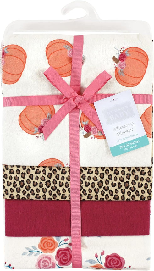 (Pack 2) Hudson Baby Unisex Baby Cotton Flannel Receiving Blankets, Cutest Pumpkin, One Size