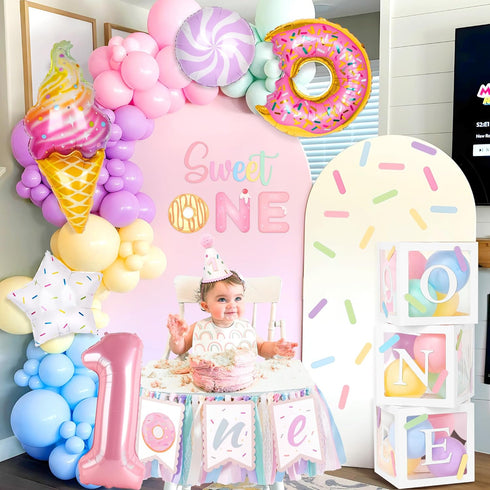 1st 150 Kriyokiaa Birthday Decorations for Girl Pcs Sweet One Birthday Party Decorations with Balloon Garland