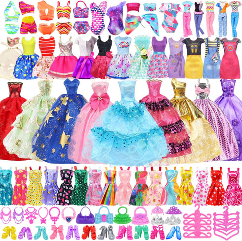 Ecore Fun 99 Pcs Doll Clothes Outfits and Accessories- 5 Princess/ Wedding