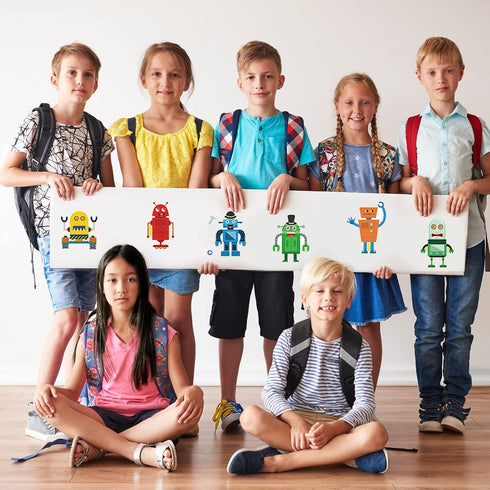 DaiUni 24 8.27''5.9'' Sheets Make Your Own Robot Stickers for Kids Toddlers, Make a Face Stickers for Kids Party Favors