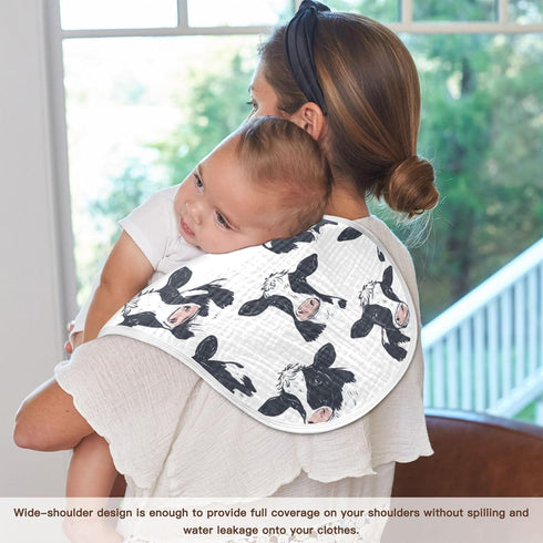 Mazeann 2 Pack Farm Cows Cute Burp Cloths Baby Boys Girls Absorbent Soft Cotton Burping Cloths Rags