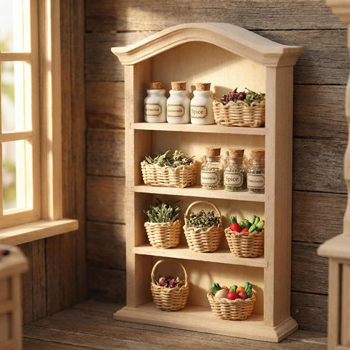 1/12 Dollhouse Wooden Bookshelf, Mini Furniture Doll Display Case Miniature Cabinet Shelf Fairy Scene Bookcase