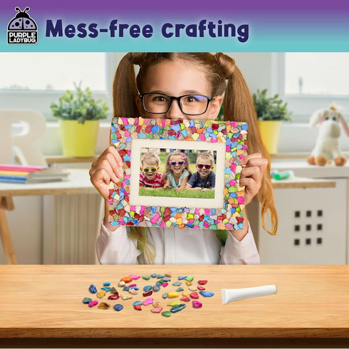 PURPLE LADYBUG DIY Mosaic Photo Frame Craft Kit - Summer Activities for Kids & Teens, Arts & Crafts for Girls 8-12