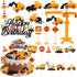 21PCS Construction Cake Toppers Truck Cake Decoration Set Excavator Tractor Tower Crane