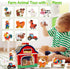 Farm Animals Wooden Take-Along Sorting Barn Toy for 1-3 Year Olds, Shape Sorter Montessori Learning Gift for Toddlers