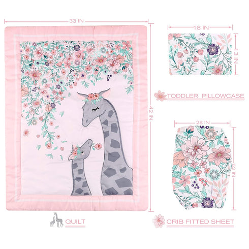3 Set Set JISEN Piece Crib Bedding Crib Quilt Crib Sheet Pillowcase - Soft Microfiber Printed Nursery for Baby Boys