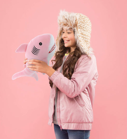 Baby Soft Plush Pink Shark Toy by DolliBu - Stuffed Animal Shark Plush for Kids, 12 Inches