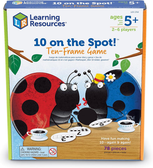 Learning Resources 10 on the Spot Ten Frame Game - Math Learning Games for Kids, 2-6 Players, Ages 5+