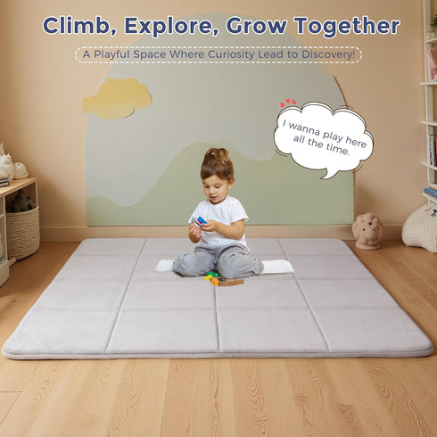 1.2" Tummy MAXYOYO Thick Baby Play Mat for Floor, Foldable Playpen Mat, Time Foam Mat Ultra Soft Support, Padded Carpet