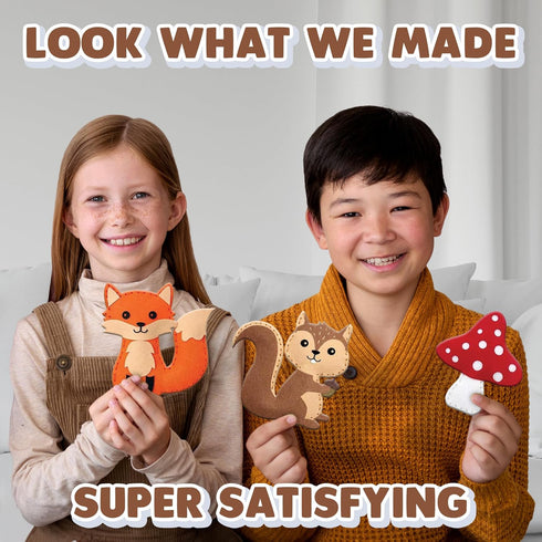 Set 12 4-12 Kids Woodland Animal Felt Sewing Kit, Educational Kids/Girls Crafts, Stuffed Animal Craft with Characters