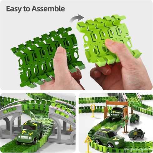 iHaHa 169 PCS Dinosaur Race Car Track Toys for Kids Ages 1-7 with Light, Sound & Spray, Birthday Gifts for Boys