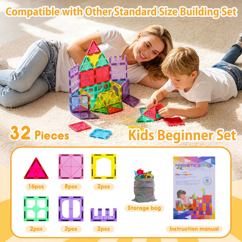 Set Upgraded Antibacterial Magnetic Tiles, Magnetic Building Blocks with Antibacterial Protection, Inhibits Bacterial