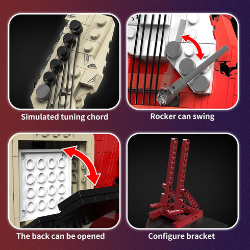 HJPLPXH Set, Rock Guitar Interactive Building Block Creative Construction Model Toy with Display Stand, DIY Collectible