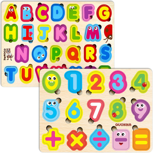 QUOKKA Wooden Puzzles for Toddlers 3-5, Alphabet Toddler Puzzles, Educational Toys for Boys and Girls