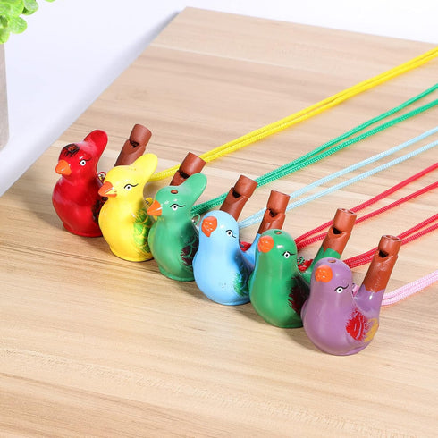 6 Pcs Ceramic Bird Whistle Set - Musical Educational Bird Call Whistles with Lanyards, Birthday Gifts