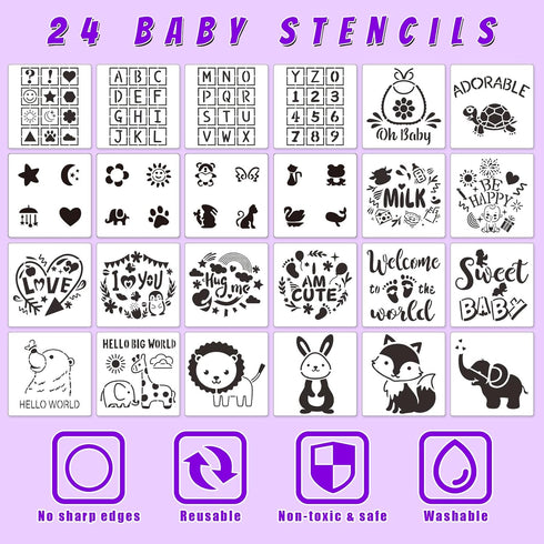 AryiHitt 78PCS Set Baby Bib Bodysuit Baby Shower Baby Shower Game Sign Baby Feede Bib Newborn Bodysuit Fabric Marker