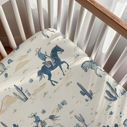 KuphiL10C Mattress-28x52 Watercolor Western Cactus Horses Mountains Pattern Baby Sheets for Crib, Unisex Western