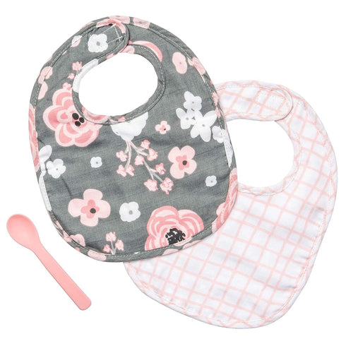 Stephen Joseph Muslin BIB Sets, Charcoal Flower