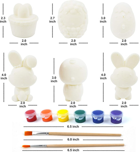 6 JOYIN Pcs Easter Squishy Toy Coloring Craft Kit Easter DIY Paint Your Own Squishy Toy Kit Animal Character Including