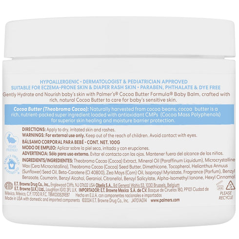 3.5 Oz, 48Hr Palmer's Baby Balm, Cocoa Butter Formula Hydrating Baby Cream, Nourishing Dry Skin, Eczema, Cradle Cap