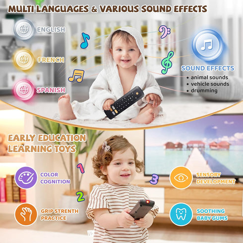 Baby TV Remote Toy - Early Learning Musical Toy with Realistic Play, Lights, and Sounds - Gift for 1-2 Year Old Boys